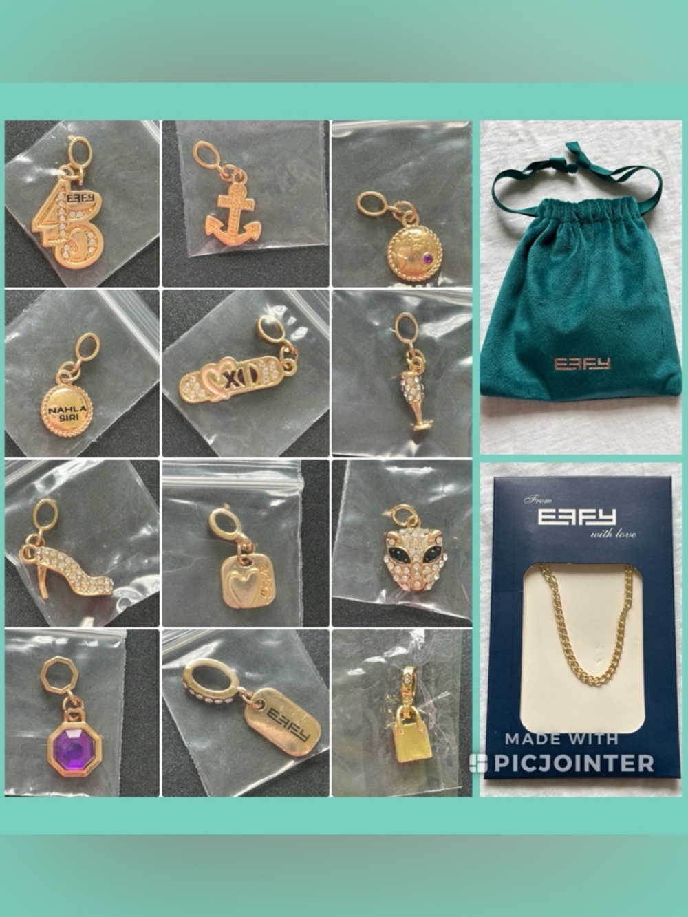NEW EFFY Norwegian NCL AMULET OF ADVENTURE Set Necklace + 11 charms & POUCH